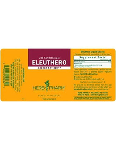 Extracto Líquido de Eleuthero Herb Pharm 118 ml - Energía y Resistencia