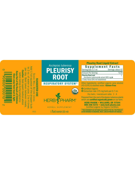 Extracto Líquido de Raíz de Pleuresía Herb Pharm 30 ml Orgánico