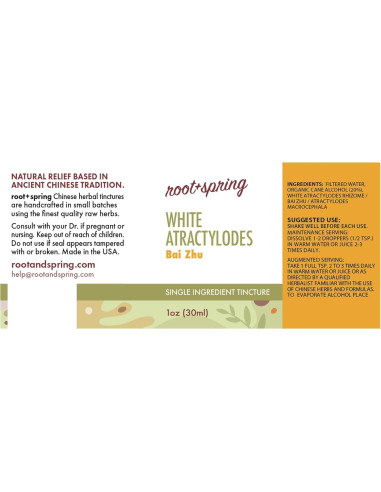 Tintura Herbal Atractylodes Blanca Bai Zhu 50ml - Raíz + Primavera