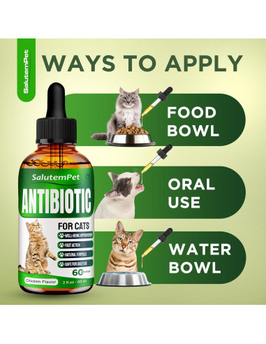 Antibiótico Natural para Gatos SalutemPet 60 ml - Infecciones y Alergias