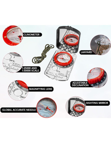 Brújula de Boy Scout TurnOnSport con Espejo Ajustable