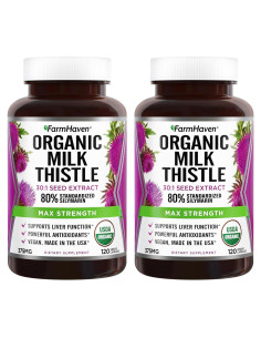 Cápsulas de Cardo Mariano Orgánico FarmHaven 240 Unidades