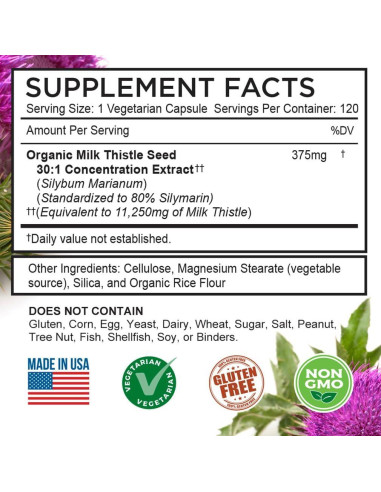 Cápsulas de Cardo Mariano Orgánico FarmHaven 240 Unidades