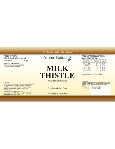 Suplemento Herbal Cardo Mariano Amber NaturalZ 30 ml para Mascotas