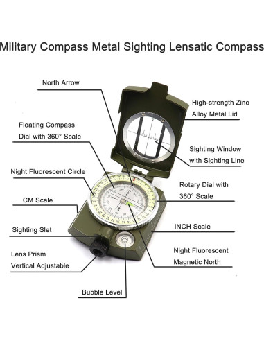 Brújula Militar DETUCK de Metal Resistente a Agua y Golpes