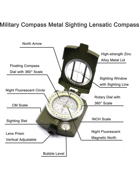 Brújula Militar DETUCK de Metal Resistente a Agua y Golpes