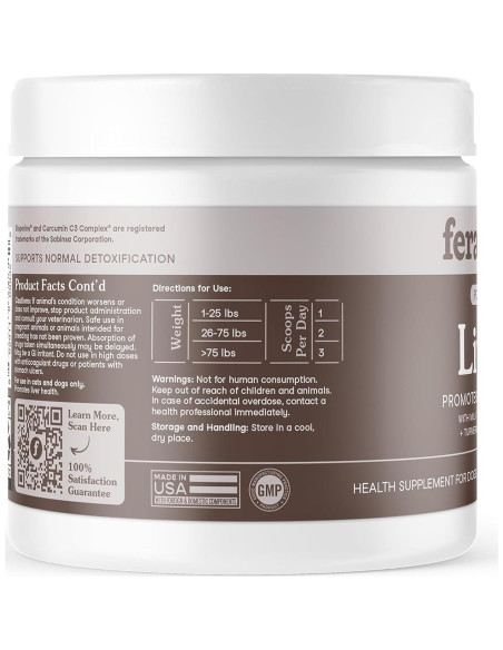 Suplemento Hepático Fera Pet Organics para Perros y Gatos - 60 Cucharadas