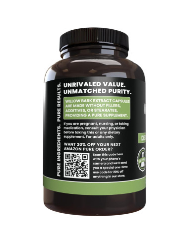 Cápsulas de Extracto de Corteza de Sauce Pure Original 365 Unidades