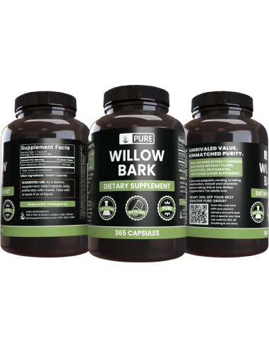 Cápsulas de Extracto de Corteza de Sauce Pure Original 365 Unidades
