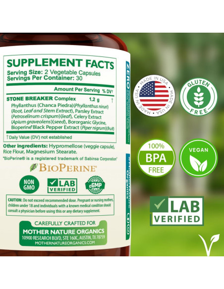 Cápsulas Chanca Piedra Madre Nature 60 Veganas 5 en 1