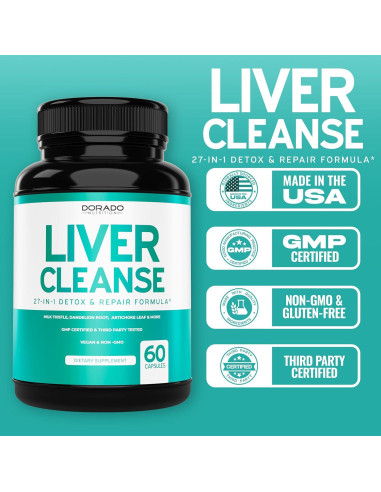 Suplemento Desintoxicación Hepática Dorado Nutrition 60 Cápsulas