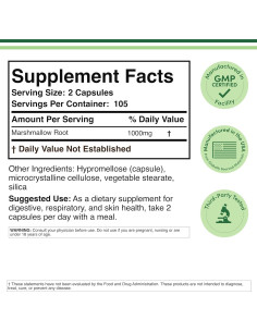 Cápsulas de raíz de malvavisco Double Wood 210 unidades 1000mg 2