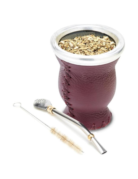 Conjunto de Gourd de Yerba Mate BALIBETOV de Vidrio y Cuero