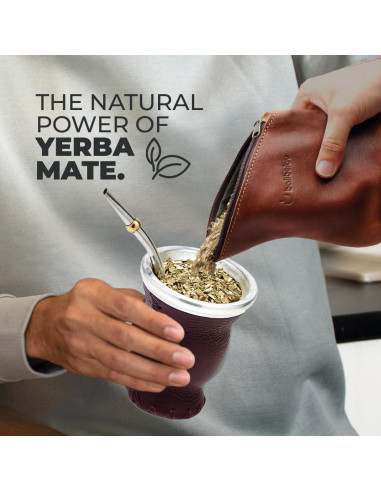 Conjunto de Gourd de Yerba Mate BALIBETOV de Vidrio y Cuero