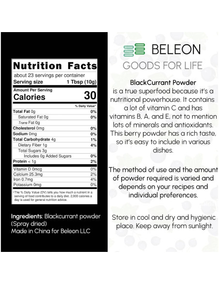 Polvo de Grosella Negra Beleon 226 g - Sabor Natural para Hornear