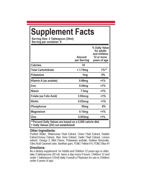 Jarabe Esencial de Berro y Cebolla Rábano Essential Products 227 g