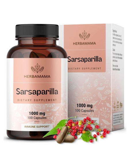 Cápsulas de Sarsaparilla Herbamama 1000mg - 100 unidades
