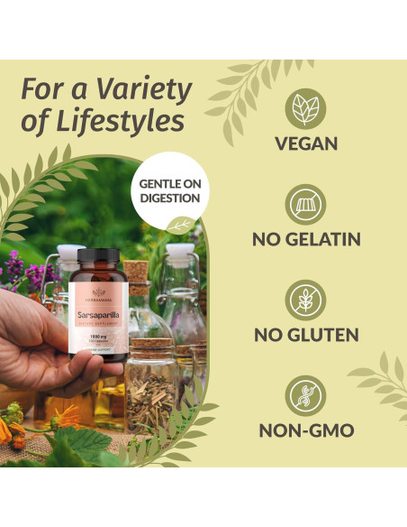 Cápsulas de Sarsaparilla Herbamama 1000mg - 100 unidades