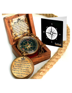 Brújula A Mi Hijo con Caja de Madera TA dizayn - Regalo Especial