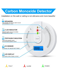 Detectores de Monóxido de Carbono USBNOVEL JA-996 - 3 Paquetes 2