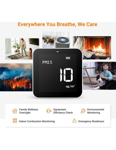 Monitor de Calidad del Aire Temtop M10 - PM2.5, AQI, TVOC, HCHO