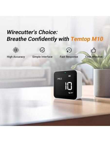 Monitor de Calidad del Aire Temtop M10 - PM2.5, AQI, TVOC, HCHO