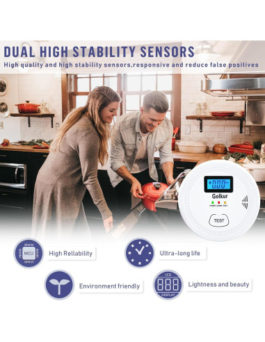 Detector de Humo y Monóxido de Carbono Golkur WJ-SC9120b