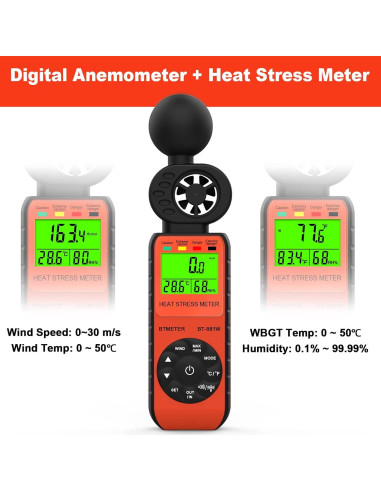 Medidor de Estrés Térmico BTMETER BT-881W Anemómetro Digital