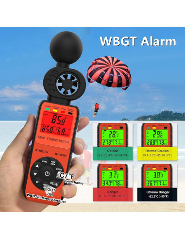 Medidor de Estrés Térmico BTMETER BT-881W Anemómetro Digital
