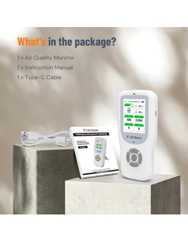 Monitor de Calidad del Aire LifeBasis 11-en-1 con Alarma - Blanco