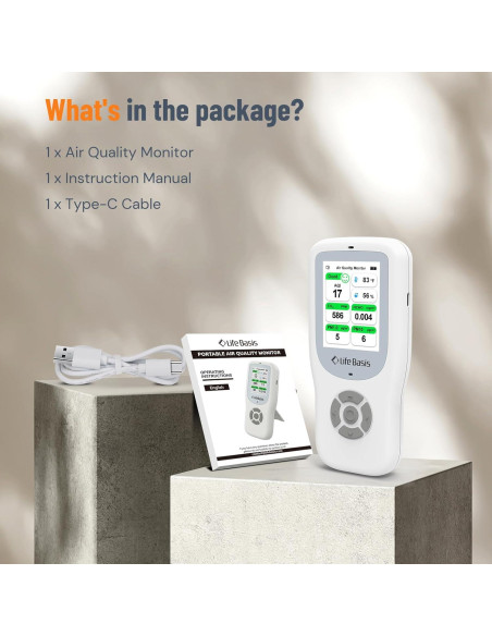Monitor de Calidad del Aire LifeBasis 11-en-1 con Alarma - Blanco