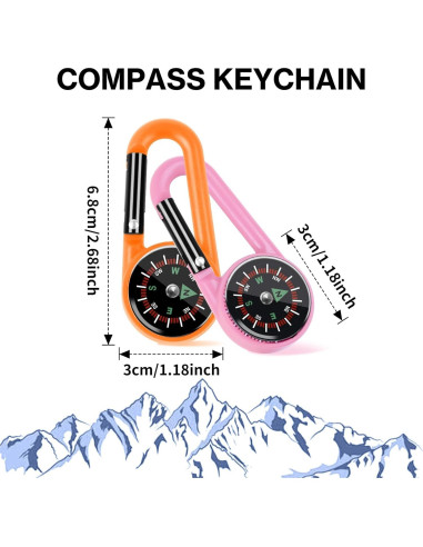 12 Llavero Brújula Taikula Compacta para Niños - Colores Vivos
