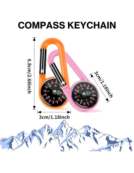 12 Llavero Brújula Taikula Compacta para Niños - Colores Vivos