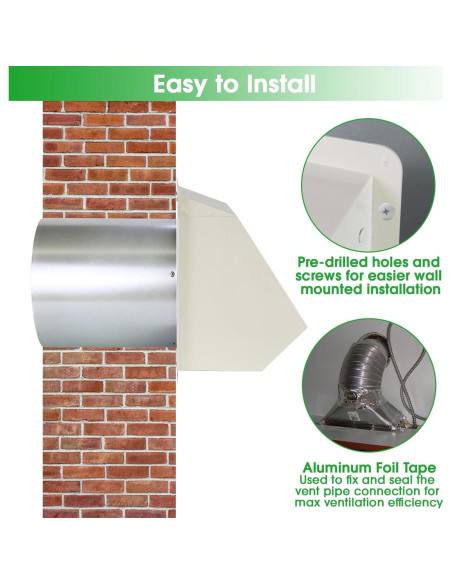 Cubierta de Ventilación de Pared JYINCPED 8" Acero Galvanizado