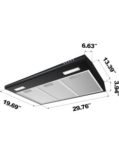 Campana Extractora CIARRA 30" Negra Bajo Gabinete 3 Velocidades 2