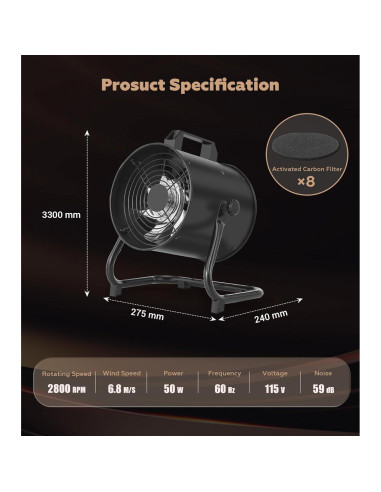 Campana Extractora Portátil FEFE PRH-2 2900 RPM 452 m/h