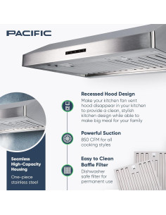 Campana Extractora Bajo Gabinete Pacific PR6830AS 850 CFM 2