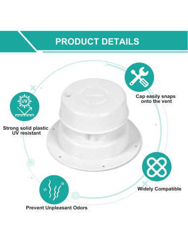 Tapa de Ventilación de Fontanería Alreczio - 2 Paquete Blanco