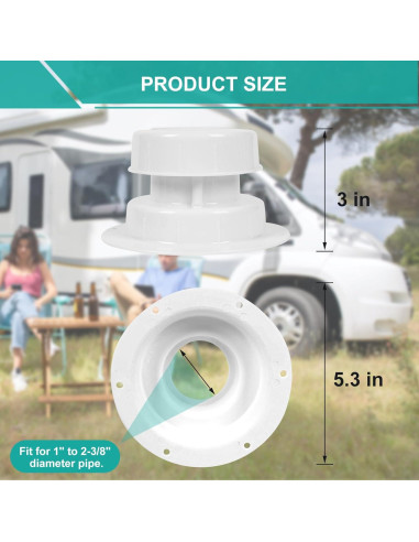 Tapa de Ventilación de Fontanería Alreczio - 2 Paquete Blanco