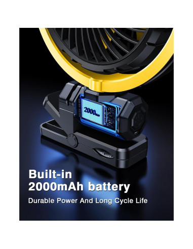 Ventilador de Coche HIYJEN 5V USB Batería 2000mAh Silencioso