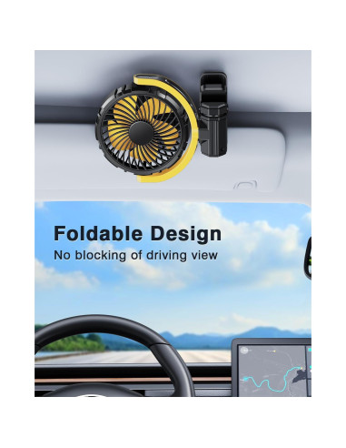 Ventilador de Coche HIYJEN 5V USB Batería 2000mAh Silencioso