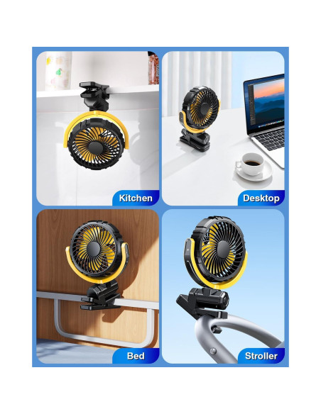Ventilador de Coche HIYJEN 5V USB Batería 2000mAh Silencioso