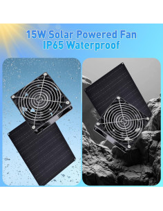 Ventilador Solar HASDSAGY 15W para Invernaderos y Exteriores 2