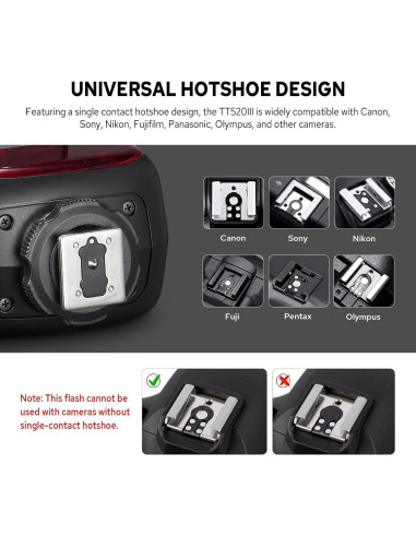 Flash Godox TT520III Universal Manual GN33 para Cámara