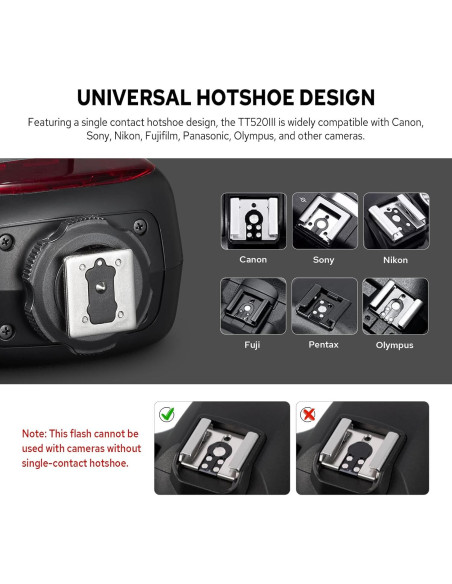 Flash Godox TT520III Universal Manual GN33 para Cámara
