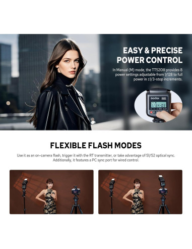Flash Godox TT520III Universal Manual GN33 para Cámara