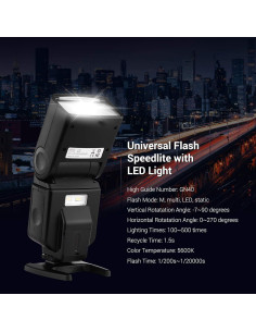 Flash Speedlite Andoer GN40 Universal para DSLR Canon Nikon 2