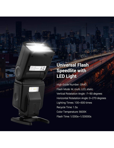 Flash Speedlite Andoer GN40 Universal para DSLR Canon Nikon