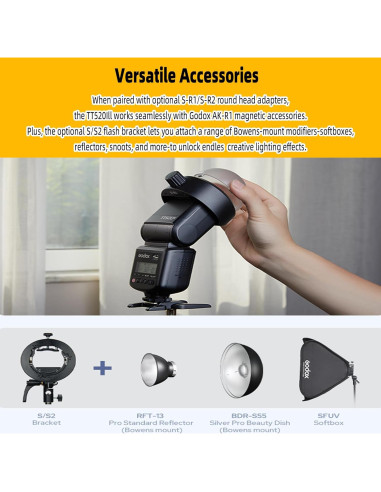 Flash de Cámara Inalámbrico Godox TT520III con Receptor Integrado