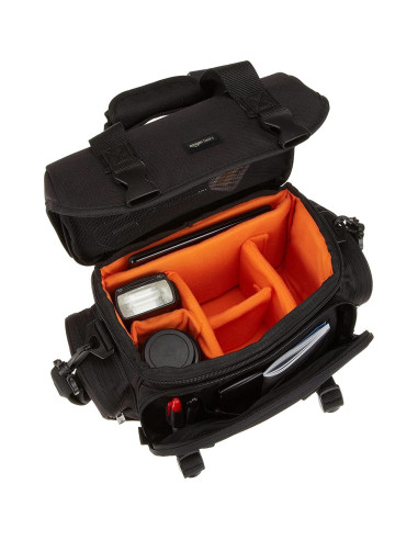 Bolsa Grande para Gadget DSLR Amazon Basics Negra Interior Naranja